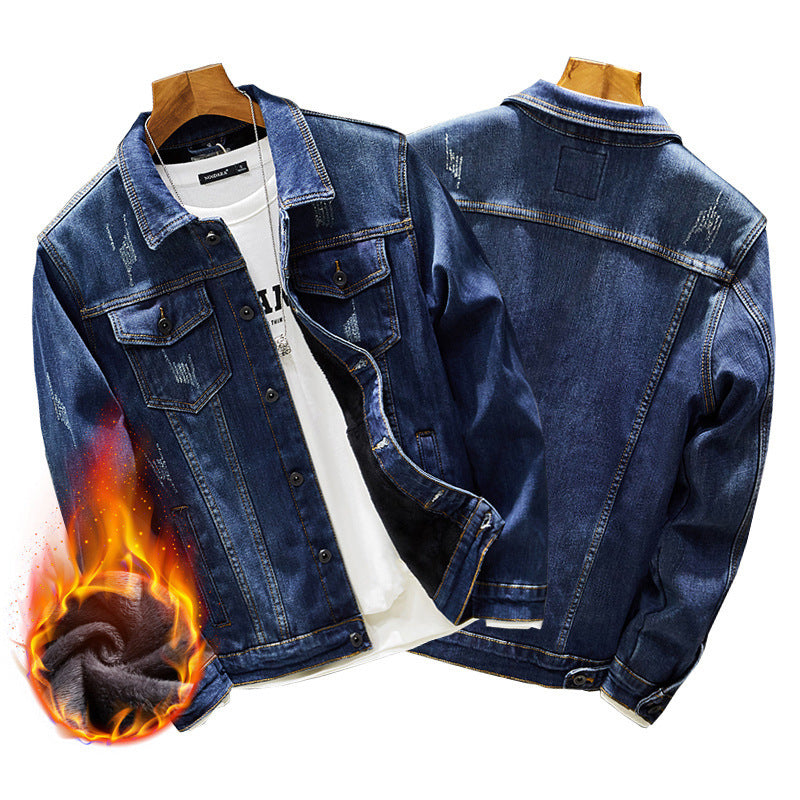 Thicken Men's Denim Jacket Men's Winter Warm Jacket